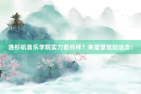 洛杉矶音乐学院实力若何样？来望望就知说念！